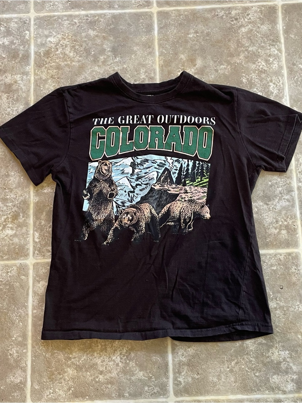 Chemistry Black Tee with Green Colorado Bear Graphic
